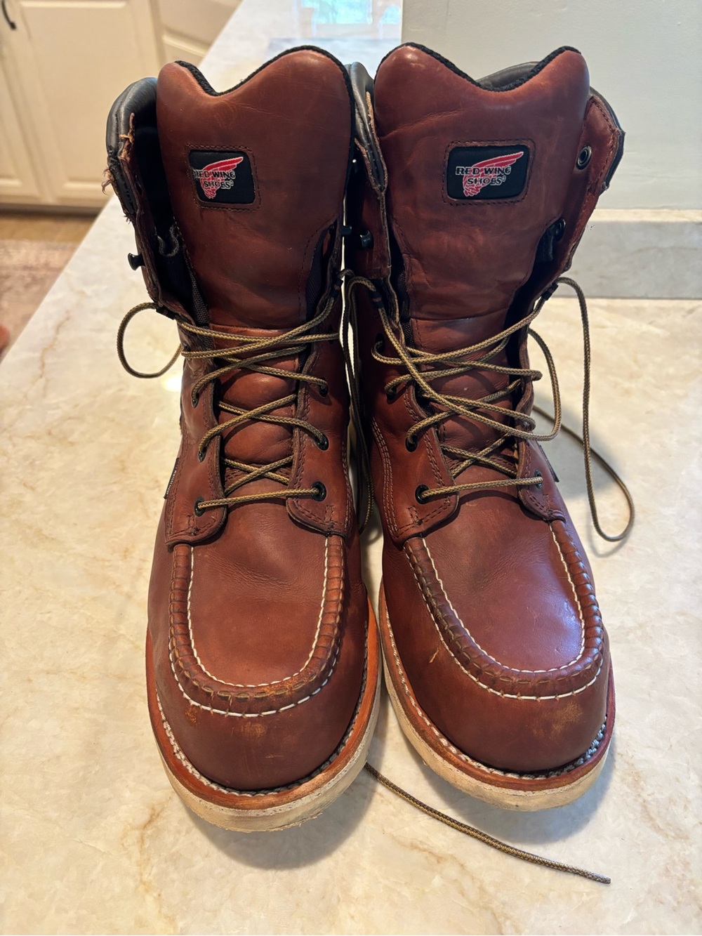 Red Wing Shoes Brown Leather Moc Toe Work Boots